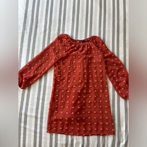 orange dress with mini poms